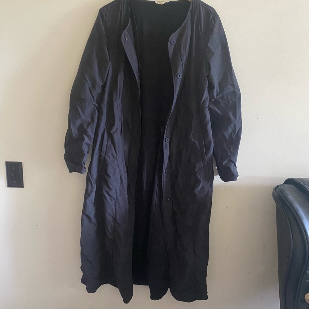 Eileen Fisher Long Black Rain Jacket